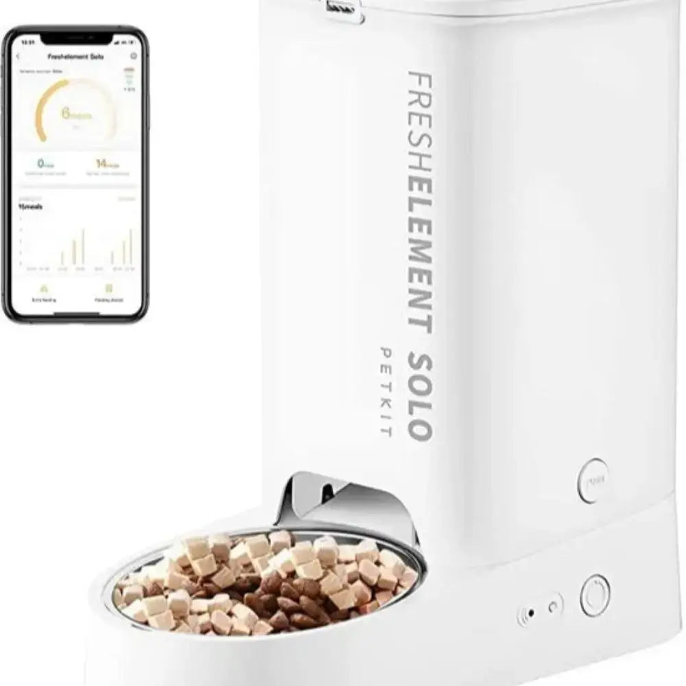 petkit fresh element solo werkt met een app, een automatische voerbak beheerd door ai