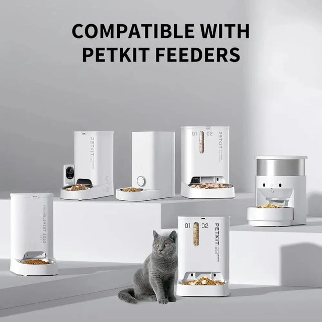 het drooghoudzakje is te gebruken voor all petkit automatische voerbakken zoals hier afgebeeld