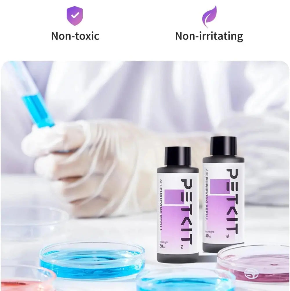 PETKIT navulling met veilige, niet-giftige ingrediënten in laboratoriumsetting.