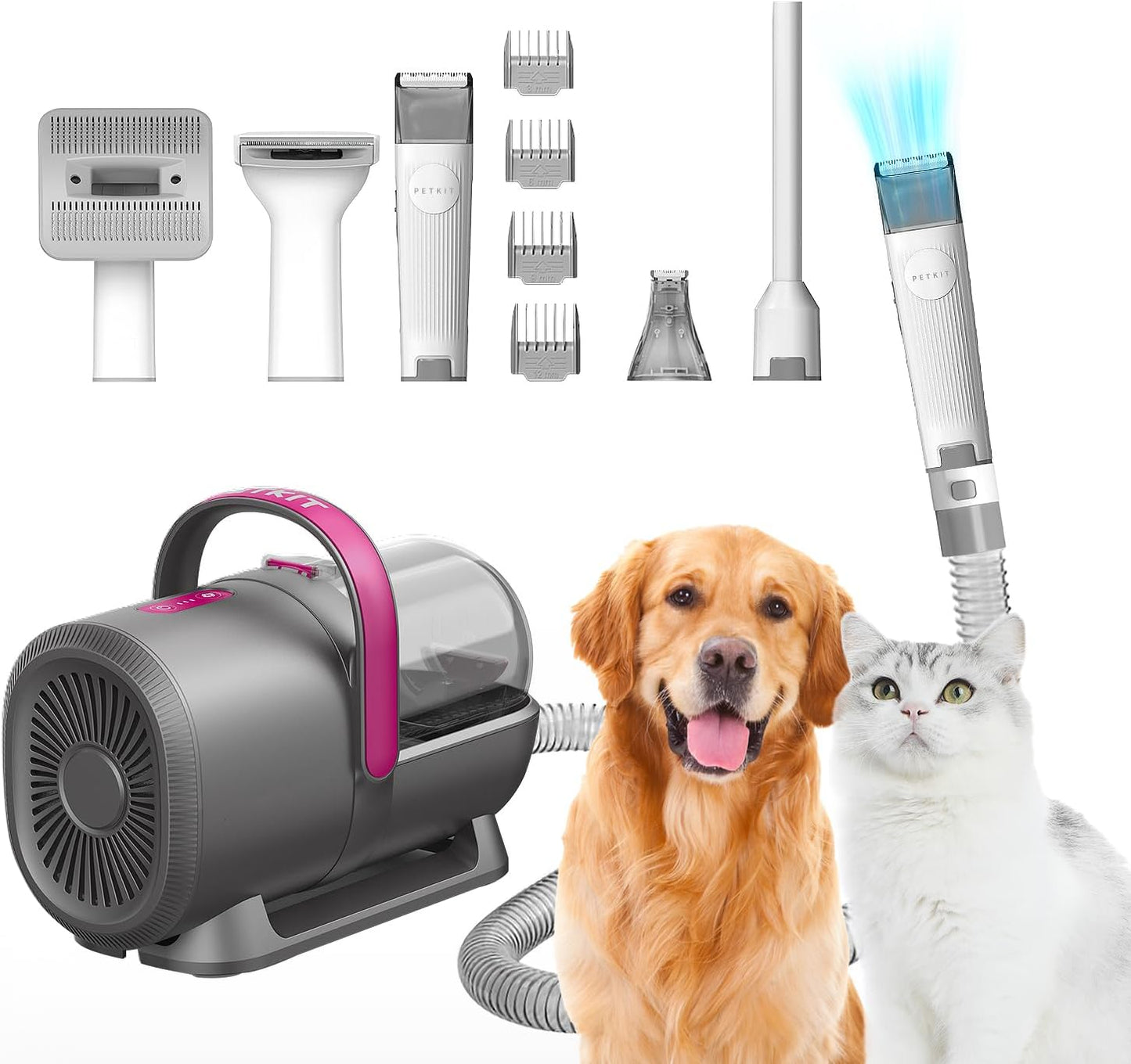 PETKIT 5-in-1 huisdieren verzorgingsset: scheren, borstelen, ontklitten, zuigen en föhnen