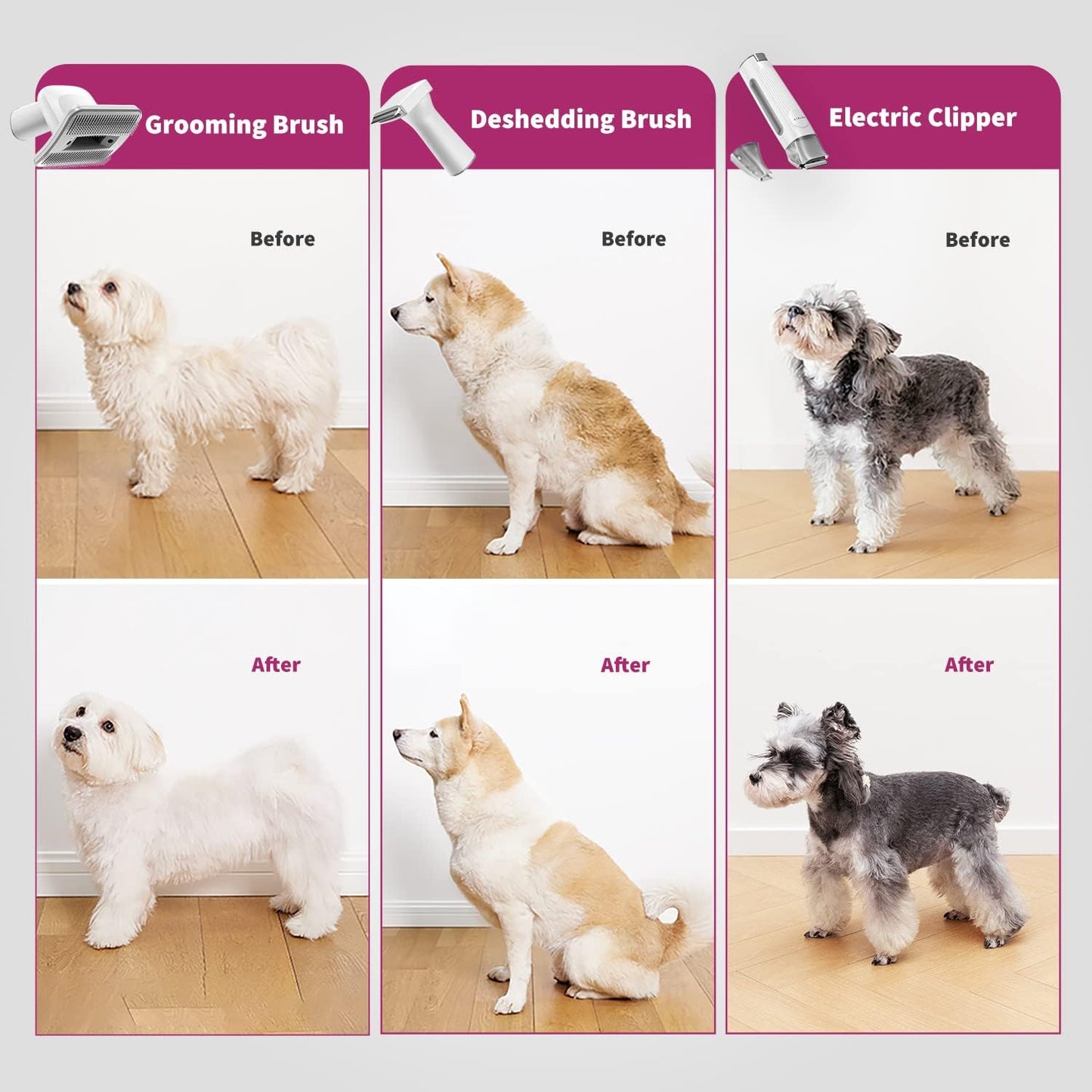 PETKIT 5-in-1 huisdieren verzorgingsset: scheren, borstelen, ontklitten, zuigen en föhnen