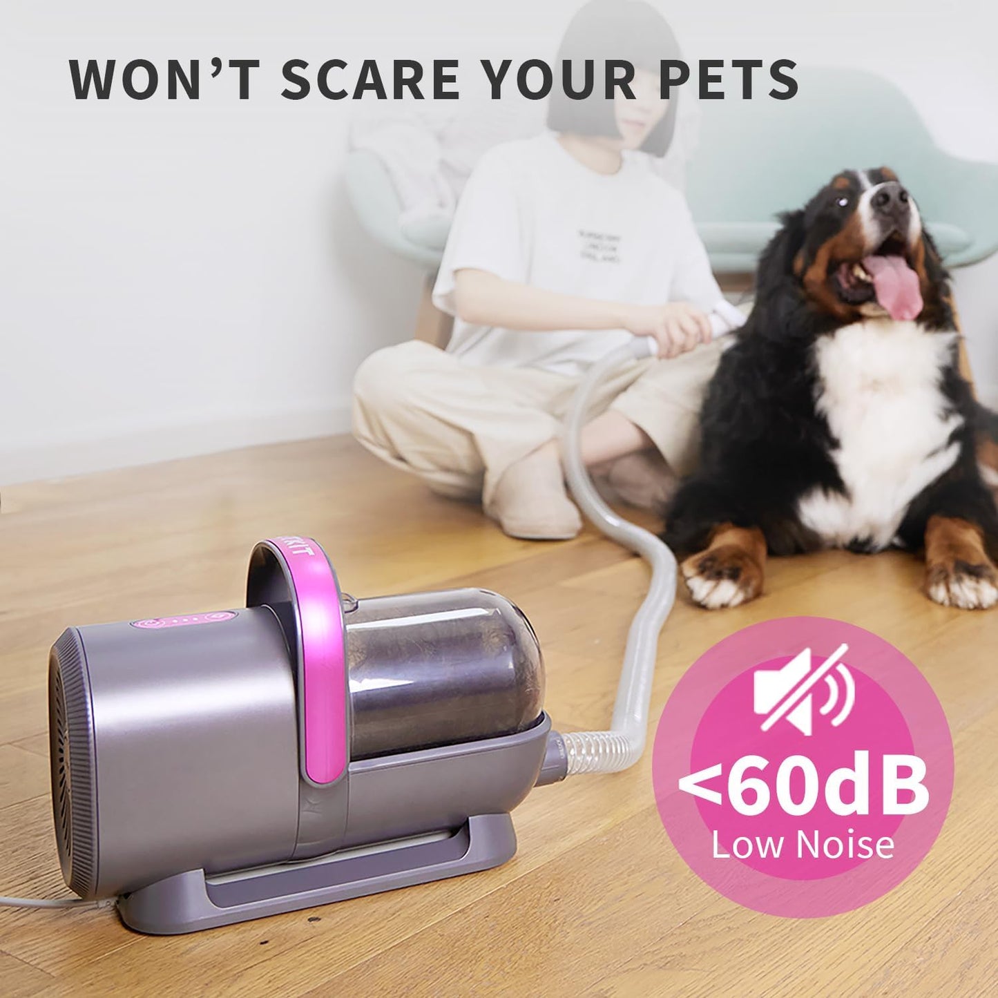 PETKIT 5-in-1 huisdieren verzorgingsset: scheren, borstelen, ontklitten, zuigen en föhnen