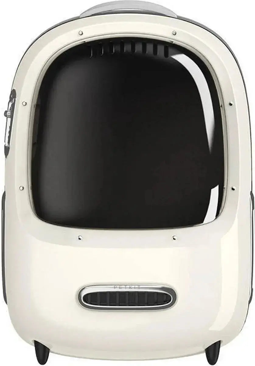 Witte PETKIT huisdier draagtas rugzak met transparant venster aan de voorkant.