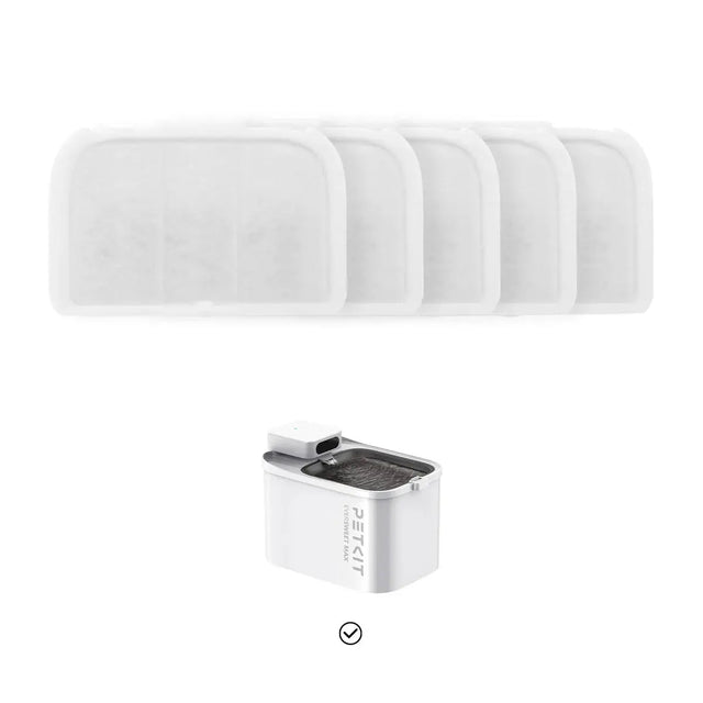 hier te zien de petkit eversweet max en 5 filters die er bij passen