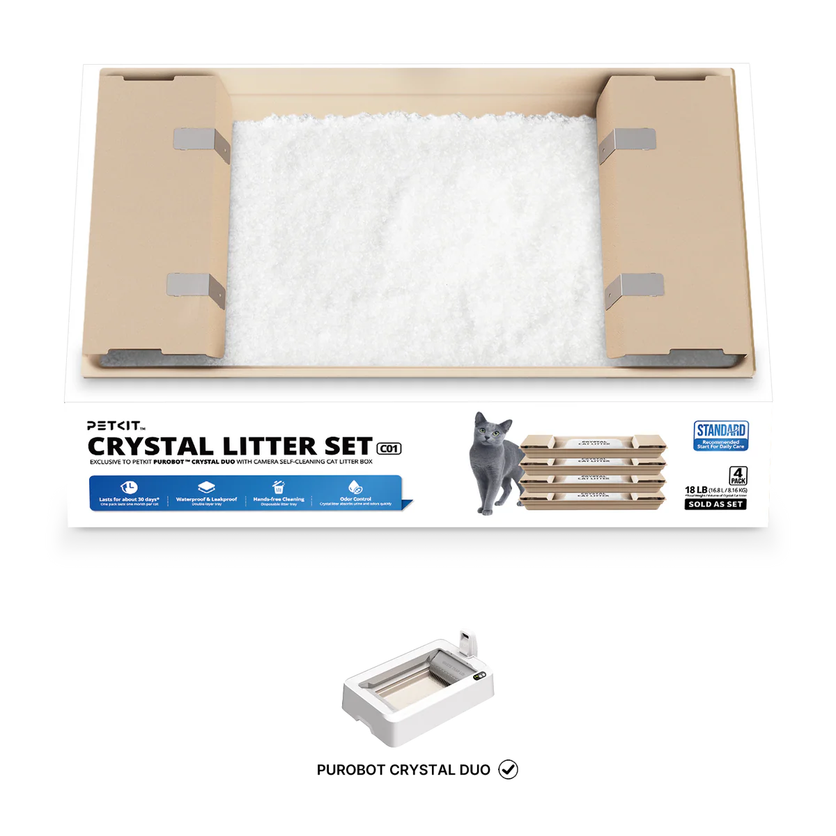 PETKIT Crystal Duo Automatische Kattenbak Navulverpakkingen Set van 4
