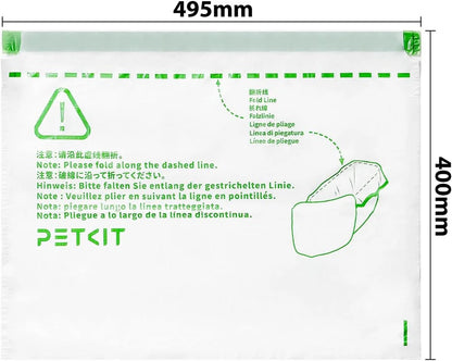 afmetingen van een petkit kattenbak vuilniszak 495mm bij 400mm
