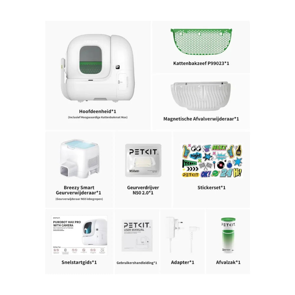 petkit purbot max pro paklijst wat er in je pakket zit van een zelfreinigende kattenbak