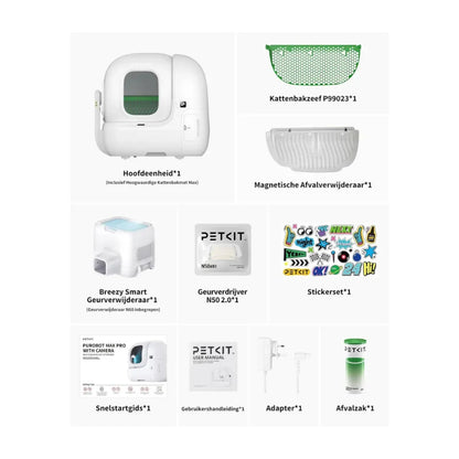 petkit purbot max pro paklijst wat er in je pakket zit van een zelfreinigende kattenbak