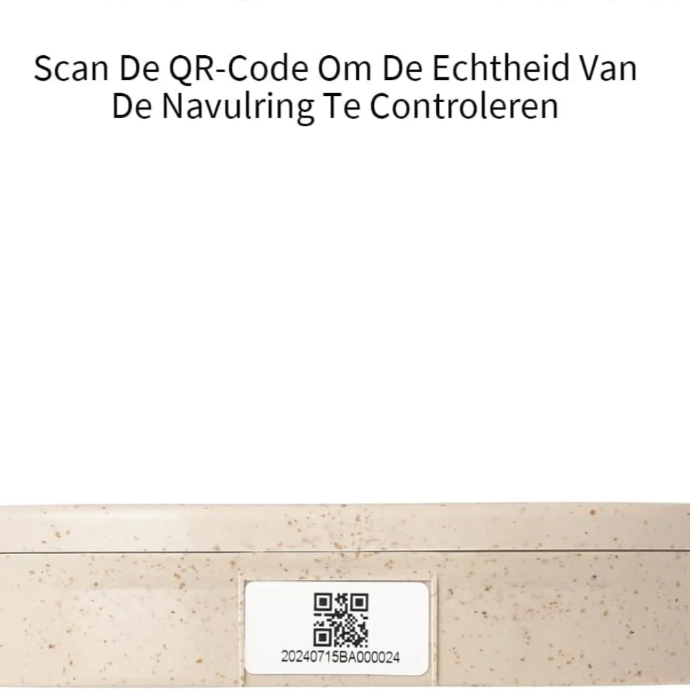 scan de qr code om de echtheid van de navulring te controleren