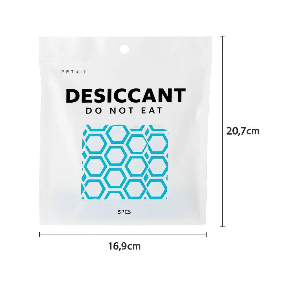een petkit droogzakje meet 20,7 bij 17cm