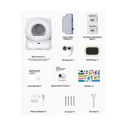 petkit purobot ultra paklijst laat zien wat er in je pakket zit als je deze automatische kattenbak besteld