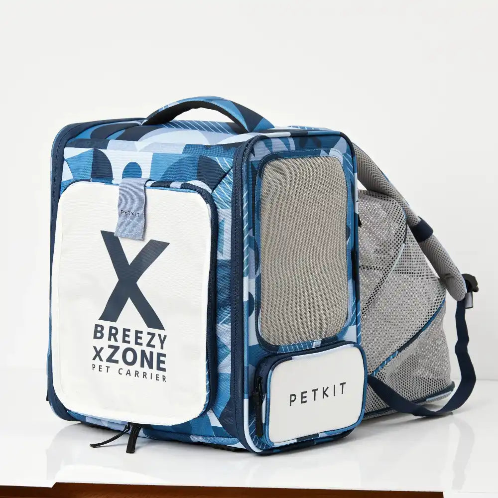 PETKIT Breezy XZone huisdierdrager rugzak blauw met mesh ventilatie, draagbare reistas voor katten en kleine huisdieren