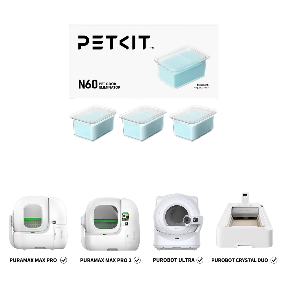 n60 geurverwijderaar is geschikt voor puro max pro, puromax pro 2, purobot ultra van petkit