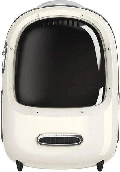 Witte PETKIT huisdier draagtas rugzak met transparant venster aan de voorkant.