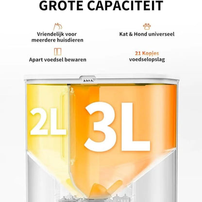 de petkit yumshare dual, een voerbak die automatisch is heeft een grote capaciteit van 5L