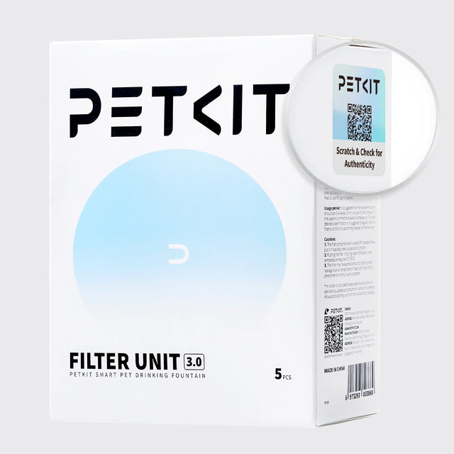 met de qr code kun je authenticiteit bekijken van het petkit filterdoosje