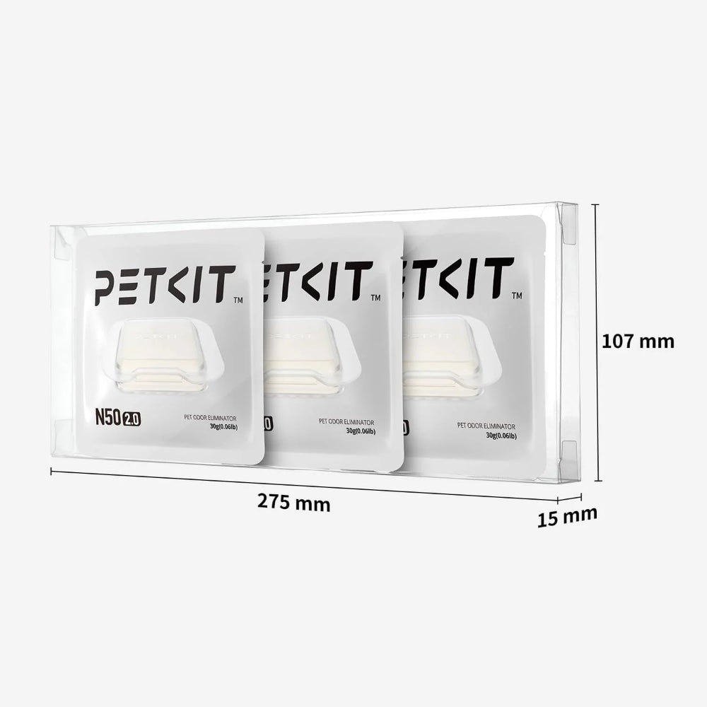 petkit n50 odor verwijderaars afmetingen verpakking met 3 items: 107 bij 275mm 