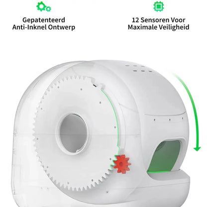 de automatische kattenbak petkit purobot max pro heeft 12 sensoren voor maximale veiligheid
