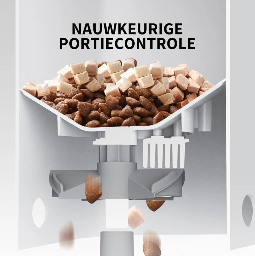 foto laat nauwkeurig portiecontole zien van de petkit yumshare solo , een automatische voerbak voor honden en katten